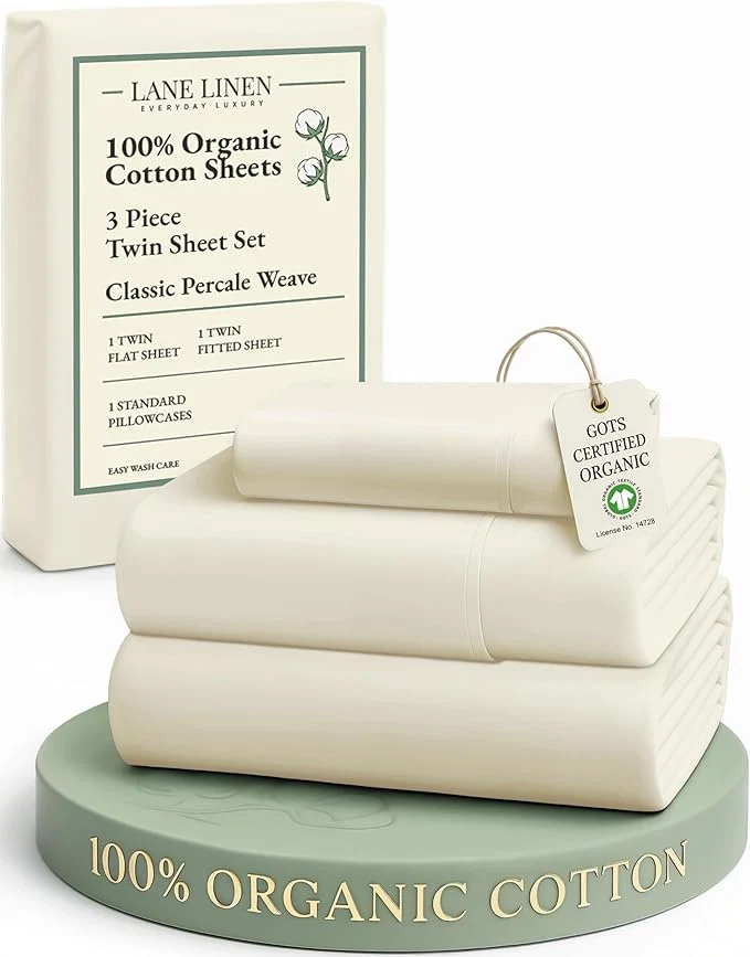 Convenient LANE LINEN Organic Cotton Twin Bed Sheet Set 3 Pc Twin Size Bed Sheets Soft amp Breathable Twin Sheet Set Boys Hotel Style Bedding Sheets amp Pillowcases 15 quot Deep Fitted Sheet – Natural Effective