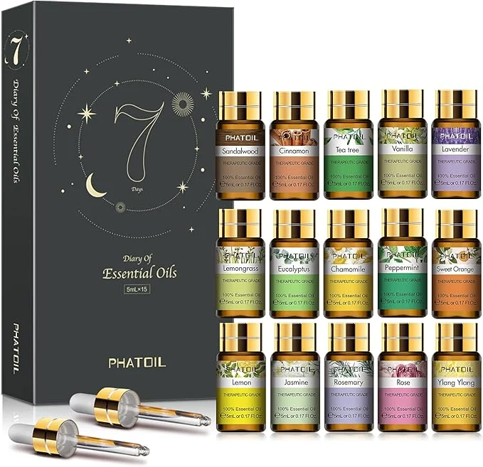 Luxury PHATOIL Essential Oils Gift Set 15 x 5ml Pure Essential Oil Aromatherapy Oil Healthy