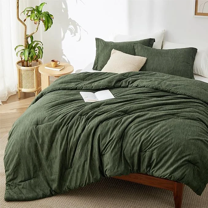 Easy-to-Use Bedsure Twin Twin XL Comforter Set – Dark Green Soft Bedding for All Seasons Cationic Dyed Bed Set 2 Pieces 1 Twin Size Comforter 68 quot x88 quot and 1 Pillow Sham 20 quot x26 quot 2 quot Classic