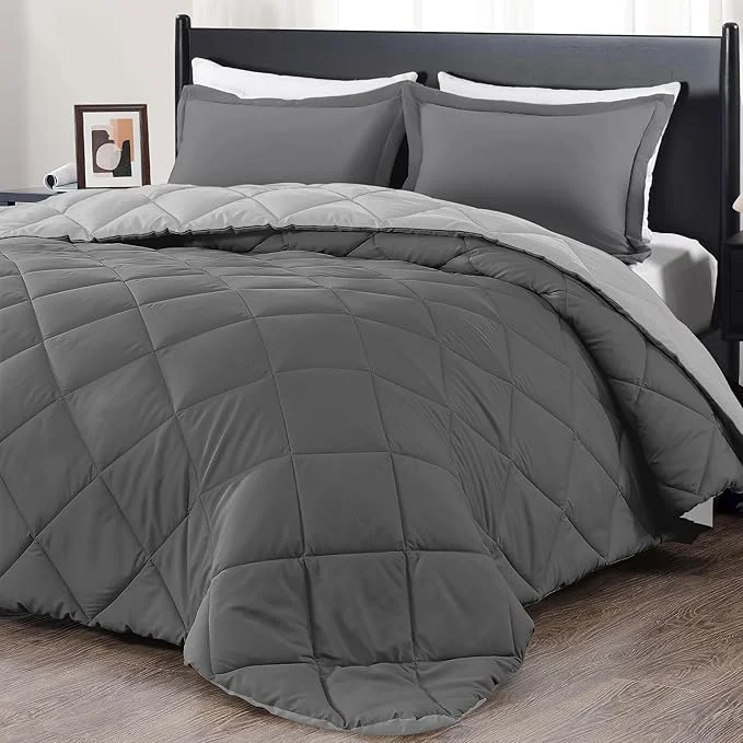 Advanced downluxe Twin Comforter Set – Charcoal and Grey Twin Comforter Soft Bedding Sets for All Seasons -2 Pieces – 1 Comforter 66 quot x92 quot and 1 Pillow Sham 20 quot x26 quot Genuine