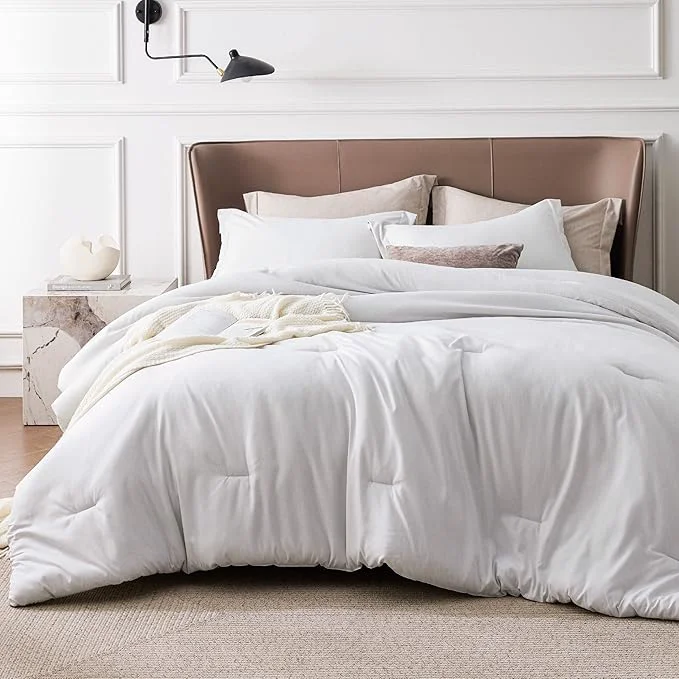 Original Bedsure Twin Twin XL Comforter Set – Grayish White Soft Bedding for All Seasons Cationic Dyed Bed Set 2 Pieces 1 Twin Size Comforter 68 quot x88 quot and 1 Pillow Sham 20 quot x26 quot 2 quot Fine