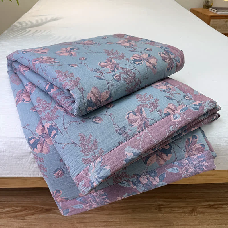 Innovative Ownkoti Elegant Floral Pure Cotton Double-layer Summer Quilt Organic