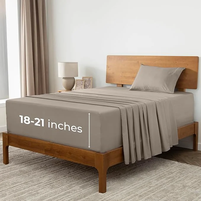 Exceptional Mellanni Extra Deep Twin Sheets – 3 PC Iconic Collection Bedding – Hotel Luxury Ultra Soft Cooling Bed Sheets – Wrinkle Fade Stain Resistant Twin Tan High-Performance