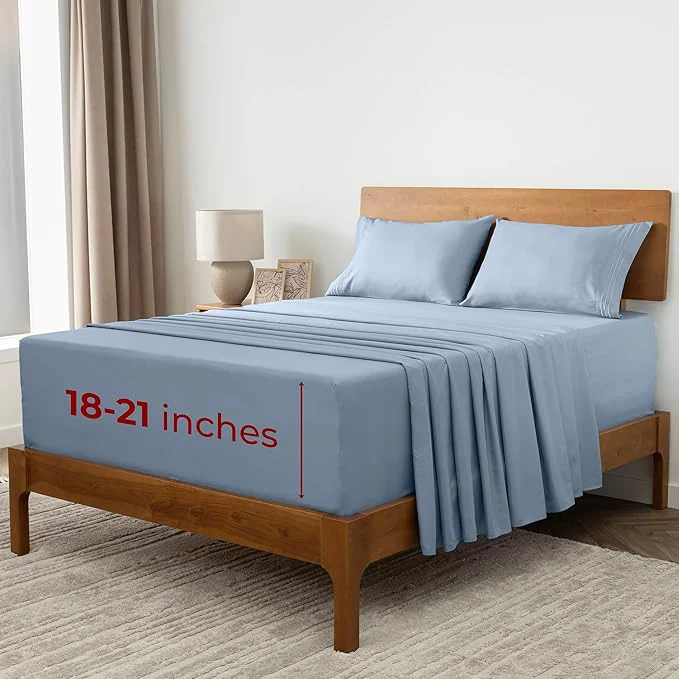 Elegant Mellanni Extra Deep King Sheets – 4 PC Iconic Collection Bedding – Hotel Luxury Ultra Soft Cooling Bed Sheets – Wrinkle Fade Stain Resistant King Blue Hydrangea Innovative