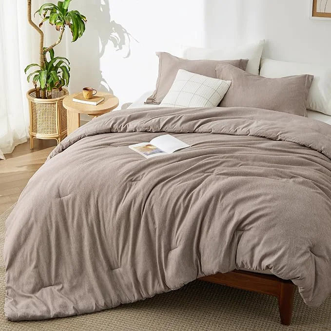 Relaxed Bedsure California King Comforter Set – Khaki Soft Bedding for All Seasons Cationic Dyed Bed Set 3 Pieces 1 California King Size Comforter 104 quot x96 quot and 2 Pillow Shams 20 quot x36 quot 2 quot Flexible