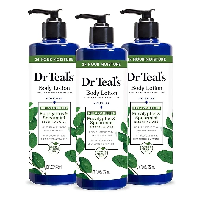 Lightweight Dr Teal’s 24 Hour Moisture Body Lotion Eucalyptus Spearmint Essential Oils Casual