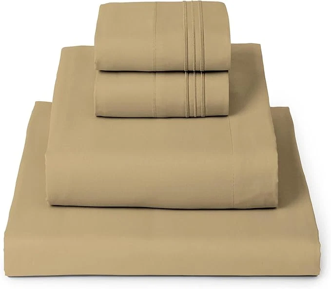 Natural Mellanni Queen Sheets Set – 4 PC Iconic Collection Bedding – Hotel Luxury Extra Soft Cooling Bed Sheets – Wrinkle Fade Stain Resistant Queen Gold Proven