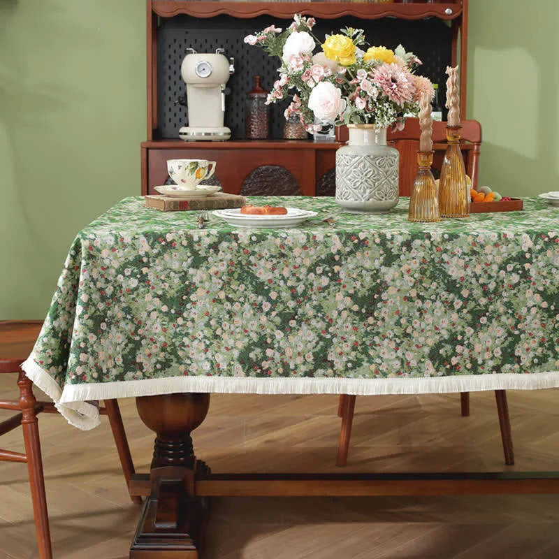 Sophisticated Ownkoti Wrinkle Jacquard Rustic Rectangle Tablecloth Solid
