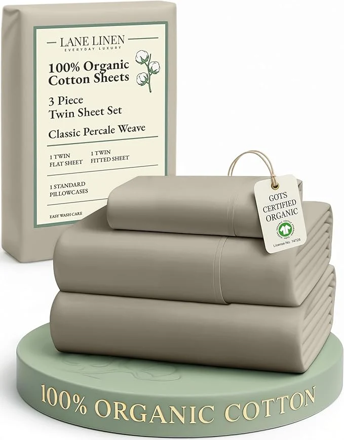 Enhanced LANE LINEN Twin XL Bed Sheets Set – Mercerized Organic Cotton Twin XL Sheets Set Soft amp Comfy Percale Weave Machine wash Low Pilling Fade Resistant Luxury Hotel Style Twin XL Sheet Set – Silver High-Quality
