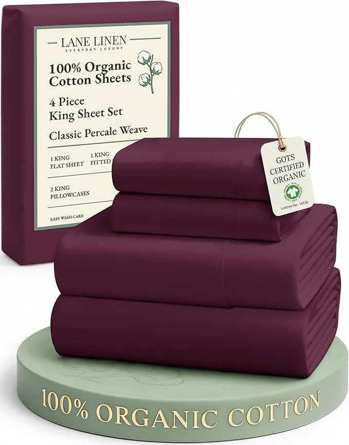 Genuine LANE LINEN Organic Cotton Sheets King Size Machine Washable Fully Elasticized Low Pill Fade Resistant Cotton Sheets Soft amp Comfy Percale Eco Friendly sábanas King – Windsor Wine Selected