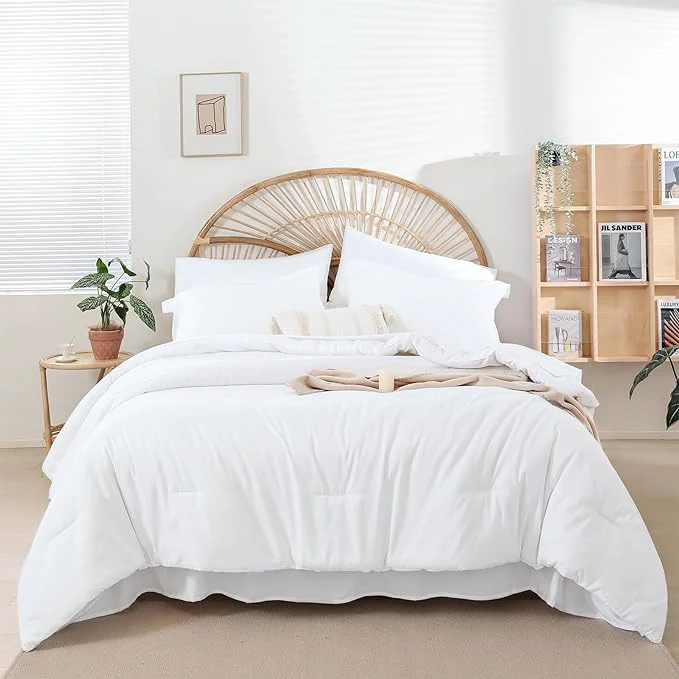 Efficient weigelia Full Size Comforter Set 7 Pieces White Comforter Full Size for Women and Men Microfiber Fluffy Comforter Set Full Comforter Set with Sheets and Pillow Shams Ultra Soft Lightweight All Season Verified