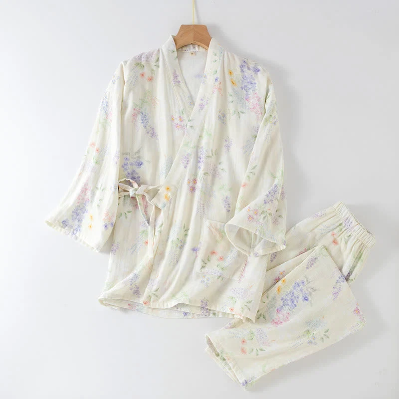World-Class Ownkoti Hydrangea Print Cotton Gauze Japanese Pajamas Proven
