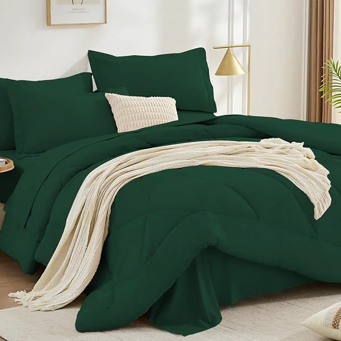 Healthy FUANNA 7 Pieces Full Size Comforter Sets All Season Bedding Sets Full Size Luxury Soft Bed in a Bag with Comforter Flat Sheet Fitted Sheet Pillowcases amp Pillow Shams Emerald Green Environmentally Friendly