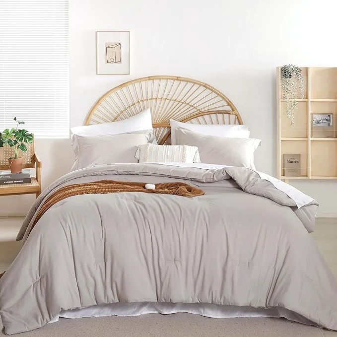 Fast weigelia Full Size Comforter Set Linen Grey Comforter 7 Pieces Comforters Full Size with Sheets Soft Fluffy Comforter Set for Women and Men Optimized