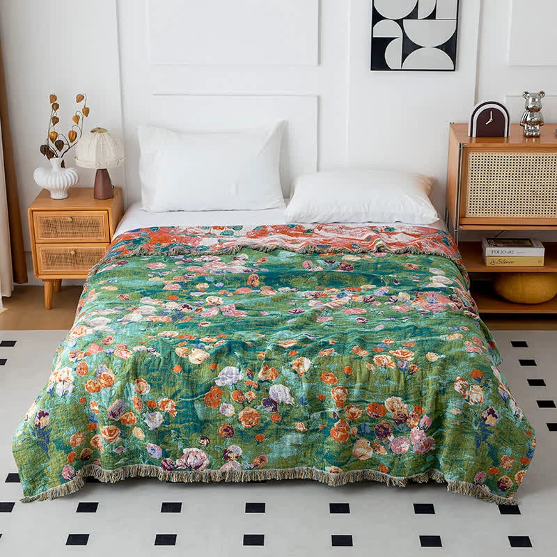 Environmentally Friendly Ownkoti Artistic Rose Cotton Gauze Reversible Quilt World-Class