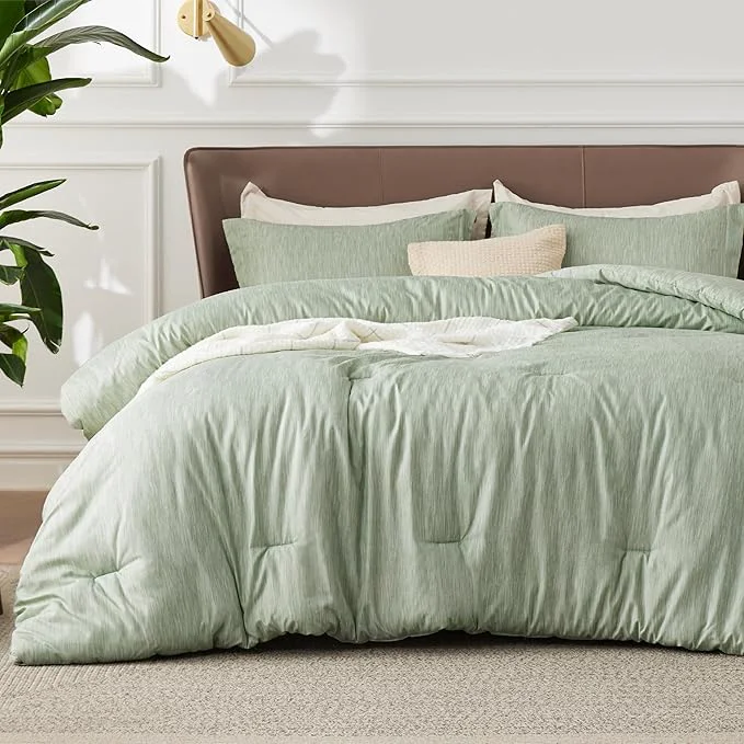 Efficient Bedsure Queen Comforter Set – Celadon Green Soft Bedding for All Seasons Cationic Dyed Bed Set 3 Pieces 1 Queen Size Comforter 90 quot x90 quot and 2 Pillow Shams 20 quot x26 quot 2 quot Relaxed