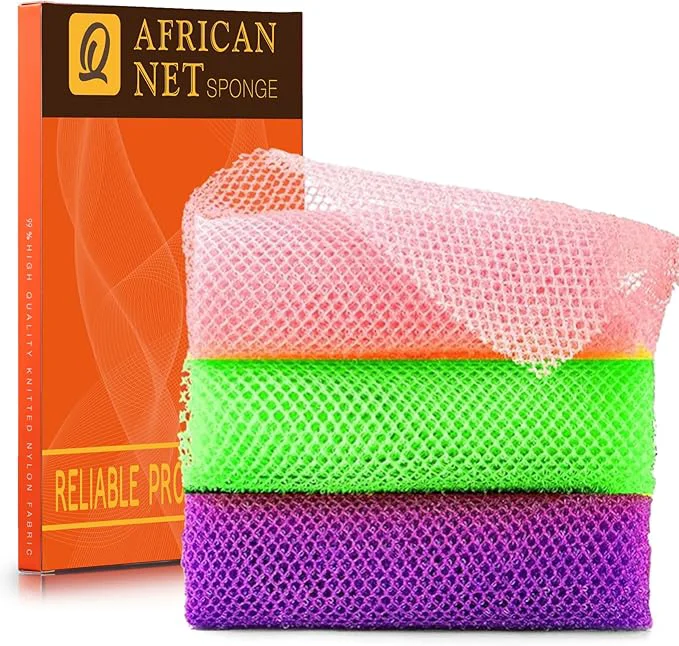 Genuine UJFQBH 3 Pieces African Bath Sponge African Net Long Net Bath Sponge Traditional
