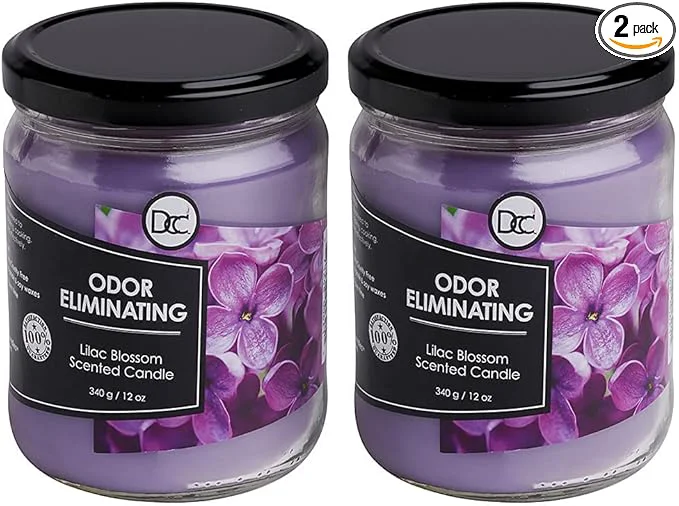Organic Lilac Blossom Two Pack Odor Eliminating Highly Fragranced Candle Verified