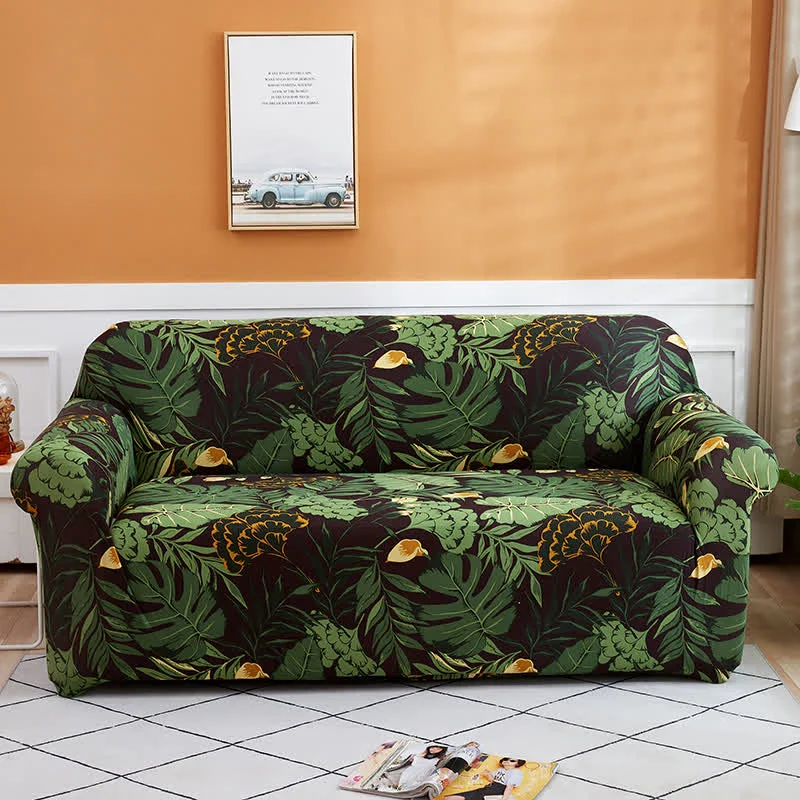 Professional Ownkoti Leaf Print Stretch Sofa Slipcover Pure