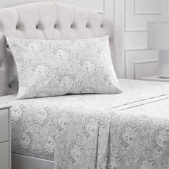 User-Friendly Mellanni Twin XL Sheets Set – 3 PC Iconic Collection Bedding – Hotel Luxury Extra Soft Cooling Bed Sheets – Wrinkle Fade Stain Resistant Twin Extra Long Paisley Gray High-Grade