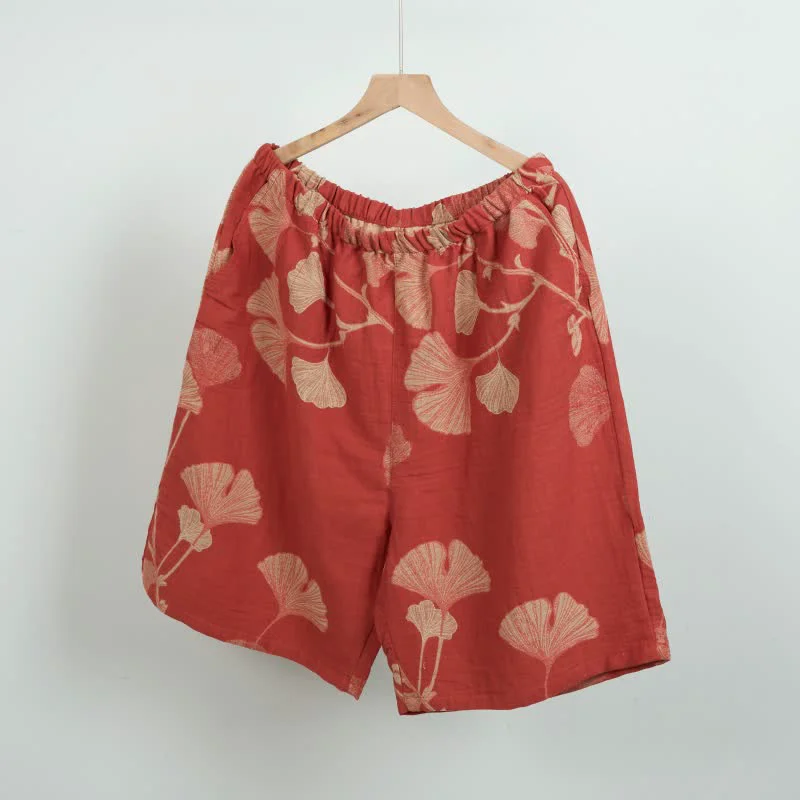 Smooth Ownkoti Ginkgo Leaf Jacquard Cotton Pajama Shorts Elite