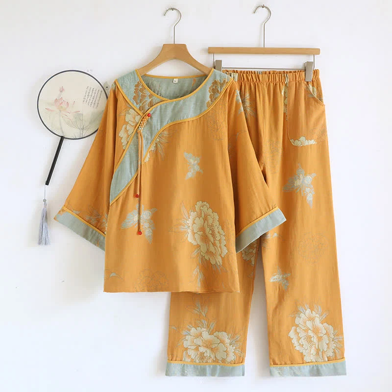 Next-Generation Ownkoti Peony Butterfly Jacquard Cotton Gauze Pajamas Specialty