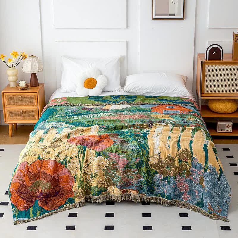 Safe Ownkoti Vintage Floral Organic Cotton Gauze Quilt Versatile