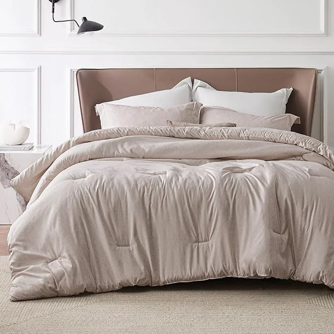 Clean Bedsure Oversized Queen Comforter Set – Warm Taupe Soft Bedding for All Seasons Cationic Dyed Bed Set 3 Pieces 1 Oversized Queen Size Comforter 98 quot x 98 quot and 2 Pillow Shams 20 quot x 26 quot 2 quot Relaxed