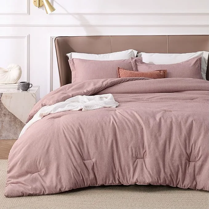 Solid Bedsure Full Comforter Set – Dusty Rose Soft Bedding for All Seasons Cationic Dyed Bed Set 3 Pieces 1 Full Size Comforter 82 quot x86 quot and 2 Pillow Shams 20 quot x26 quot 2 quot Innovative