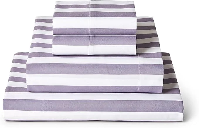 Versatile Mellanni Full Sheets Set – 4 PC Iconic Collection Bedding – Hotel Luxury Extra Soft Cooling Bed Sheets – Wrinkle Fade Stain Resistant Full Oxford Stripe Hazy Lilac Verified