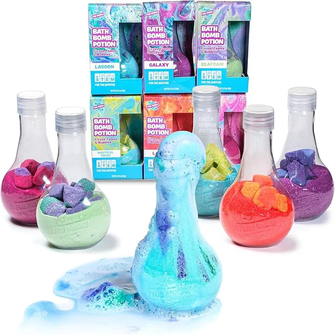 Official Tub Works® Kids Bath Bomb Potion™ Bath Toy Variety 6 Pack Nontoxic Fizzes Detailed
