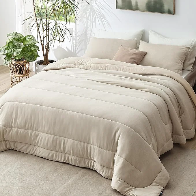 Safe Bedsure King Comforter Set – Cooling and Warm Bed Set Linen Reversible Bedding for All Season 3 Pieces 1 King Size Comforter 102 quot x90 quot and 2 Pillow Cases 20 quot x36 quot Eco-Friendly