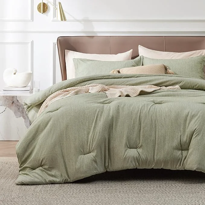 Verified Bedsure Queen Comforter Set – Olive Green Soft Bedding for All Seasons Cationic Dyed Bed Set 3 Pieces 1 Queen Size Comforter 90 quot x90 quot and 2 Pillow Shams 20 quot x26 quot 2 quot Detailed