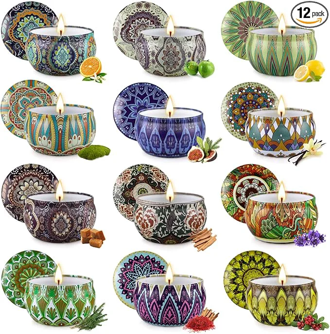 Smooth Scented Candles Gift Set 12 Pack Soy Wax Candles Long-Lasting
