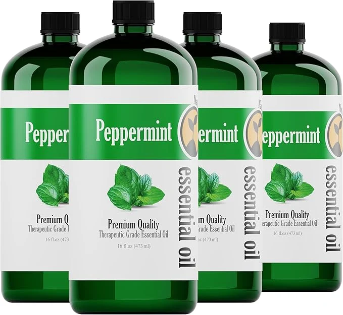 Reusable Natures-Star Peppermint Essential Oil 4 Pack 16oz Each 64oz Bulk Therapeutic Safe