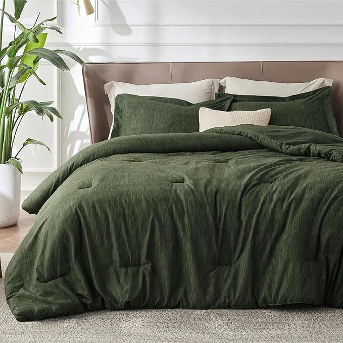 Bedsure California King Comforter Set – Dark Green Soft Bedding for All Seasons Cationic Dyed Bed Set 3 Pieces 1 California King Size Comforter 104 quot x96 quot and 2 Pillow Shams 20 quot x36 quot 2 quot Traditional