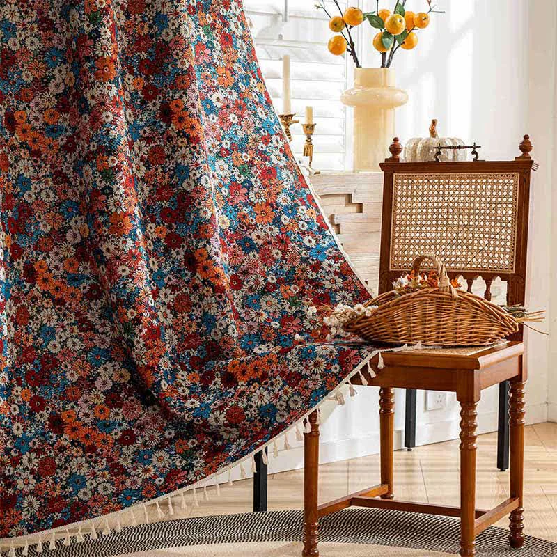 Professional Ownkoti Colorful Daisy Jacquard Tassel Curtain Premium Material