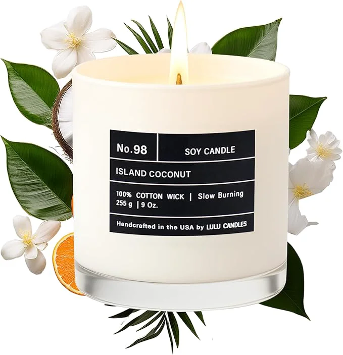 Optimized Lulu Candles Island Coconut Luxury Scented Soy Jar Candle Hand Poured in Relaxed