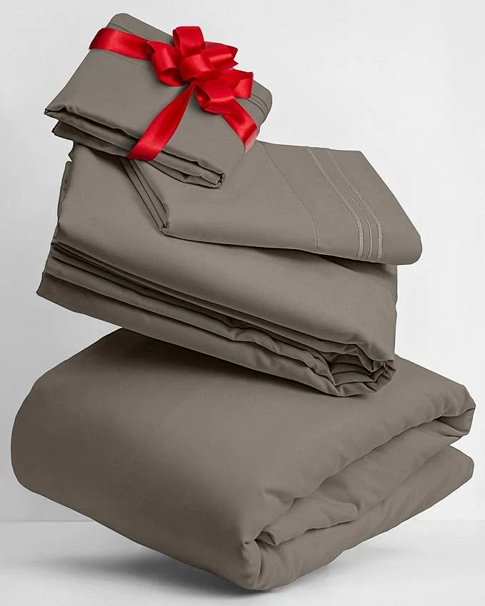 Mellanni Twin XL Sheets Set – 3 PC Iconic Collection Bedding – Hotel Luxury Extra Soft Cooling Bed Sheets – Wrinkle Fade Stain Resistant Twin Extra Long Taupe Casual