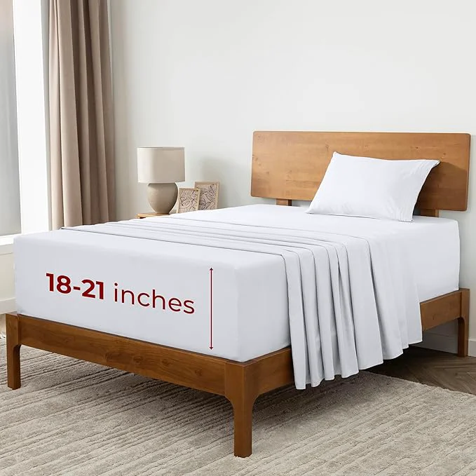 Exclusive Mellanni Extra Deep Twin Sheets – 3 PC Iconic Collection Bedding – Hotel Luxury Ultra Soft Cooling Bed Sheets – Wrinkle Fade Stain Resistant Twin White World-Class