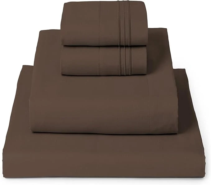Smooth Mellanni King Sheets Set – 4 PC Iconic Collection Bedding – Hotel Luxury Extra Soft Cooling Bed Sheets – Wrinkle Fade Stain Resistant King Brown Healthy