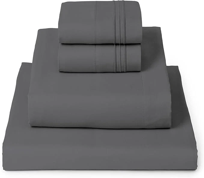 Selected Mellanni California King Sheets Set – 4 PC Iconic Collection Bedding – Hotel Luxury Extra Soft Cooling Bed Sheets – Wrinkle Fade Stain Resistant Cal King Gray Recyclable