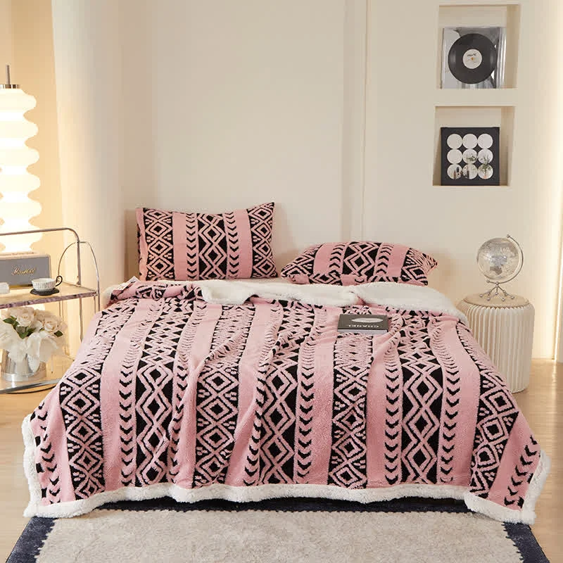 Functional Ownkoti Striped Diamond Jacquard Warm Blanket Soft