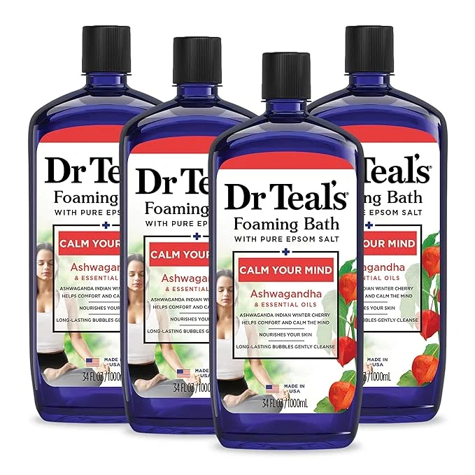 Effective Dr Teal’s Foaming Bath with Pure Epsom Salt Ashwagandha 34 fl oz Clean