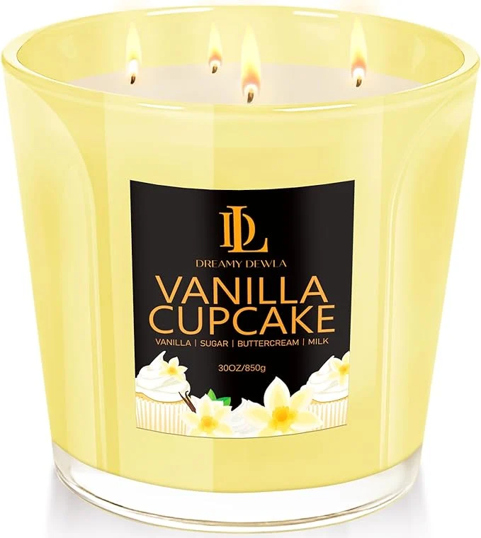 Organic Large Candle Vanilla Cupcake Scented 4 Wick Natural Soy Candles Original