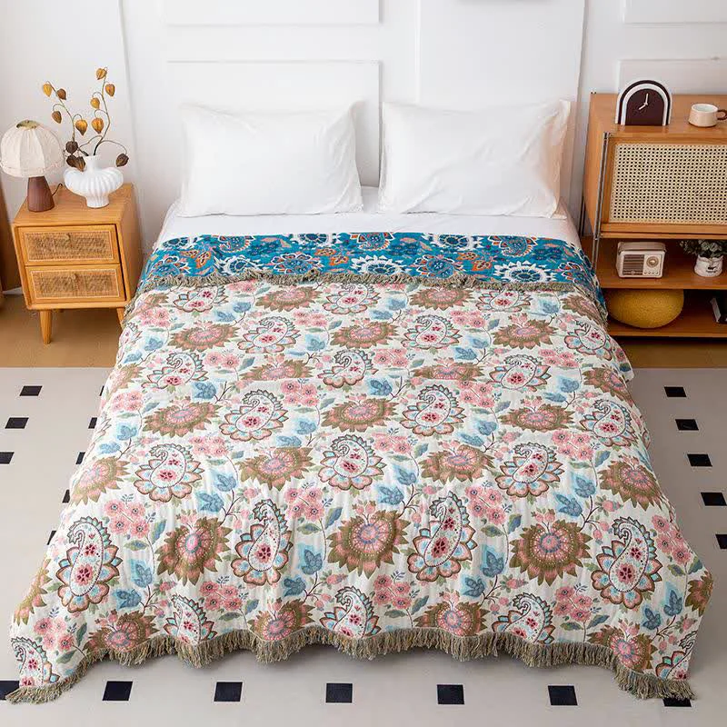 World-Class Ownkoti Ethnic Paisley Floral Cotton Gauze Quilt Luxury