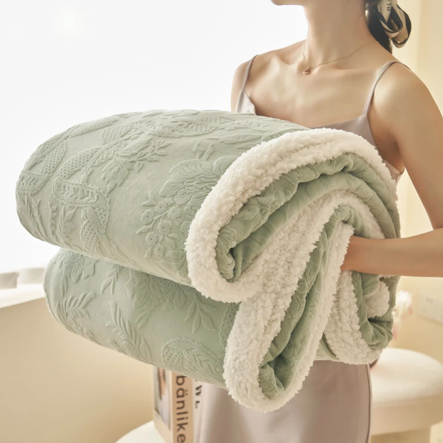 Safe Ownkoti Floral Texture Jacquard Warm Throw Blanket Reliable