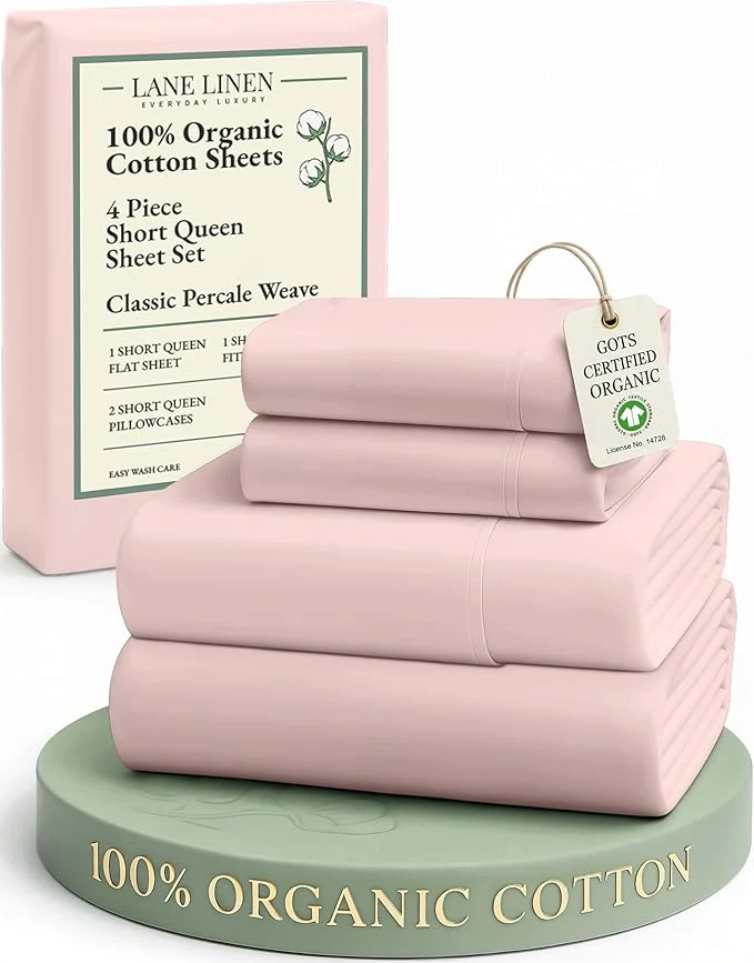 Fast LANE LINEN RV Queen Sheets Set – Organic Cotton Camper Sheet Sets 15 quot Deep Pocket Fitted Short Sepia Rose Pure