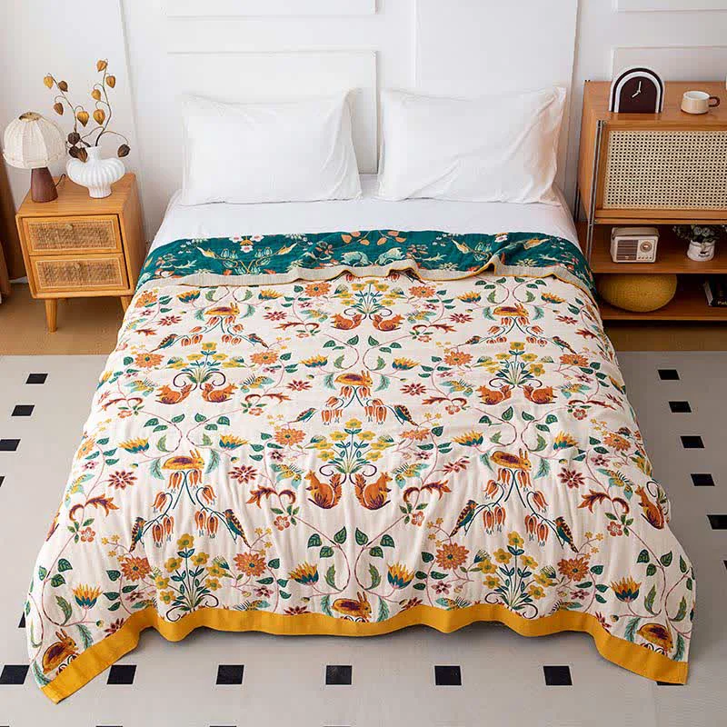 Recyclable Ownkoti Forest Squirrel Rabbit Natural Cotton Quilt Fine Crafted