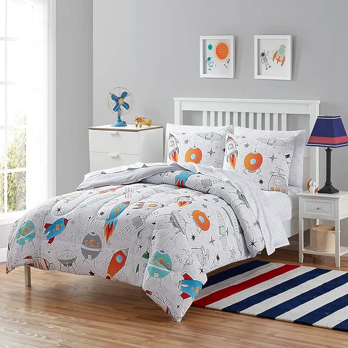 Consistent Kids Bedding Set Bed in a Bag for Boys and Girls Toddlers Printed Sheet Set and Comforter Full Floating in Space High-Performance